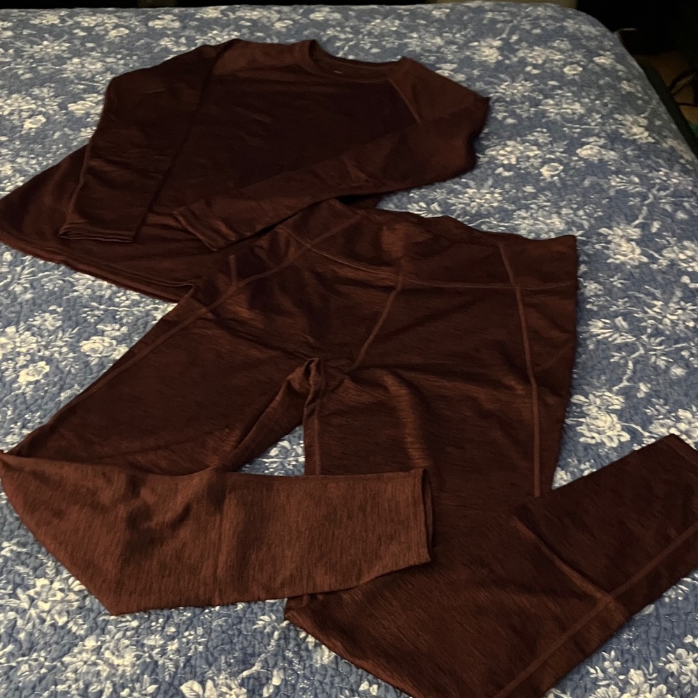 Women's Marled Burgundy Climate Right Cuddl Duds® 2 Piece Set